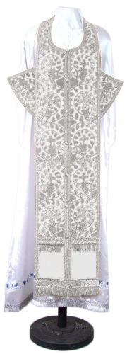 Epitrakhilion set - metallic brocade BG1 (white-silver)