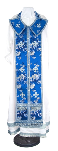 Epitrakhilion set - rayon Chinese brocade (blue-silver)