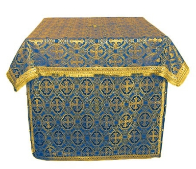 Holy Table vestments - brocade B (blue-gold)