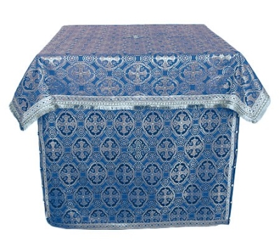 Altar Table vestments - brocade B (blue-silver)