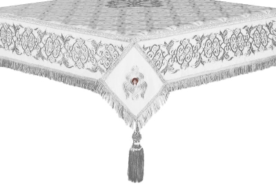 Embroidered Holy table cover no.6 (white-silver)