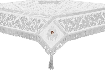 Embroidered Holy table cover no.10 (white-silver)