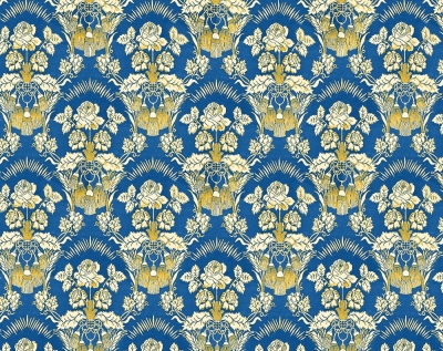 Radonezh silk (rayon brocade) (blue/gold)