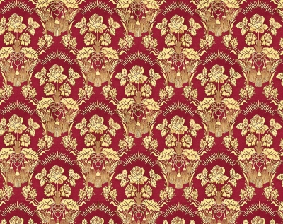Radonezh silk (rayon brocade) (claret/gold)