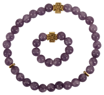 Prayer-rope set (30 + 10 knots) - Violet agate