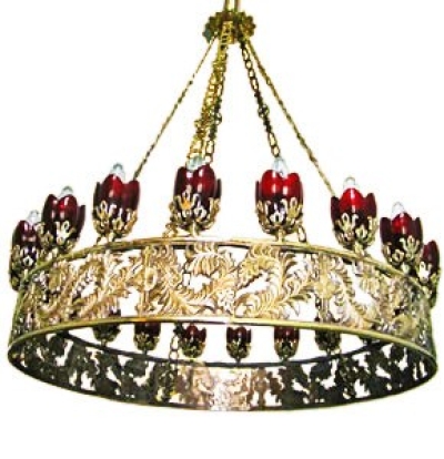 One-layer church chandelier (horos) - Zvenigorod (20 lights)