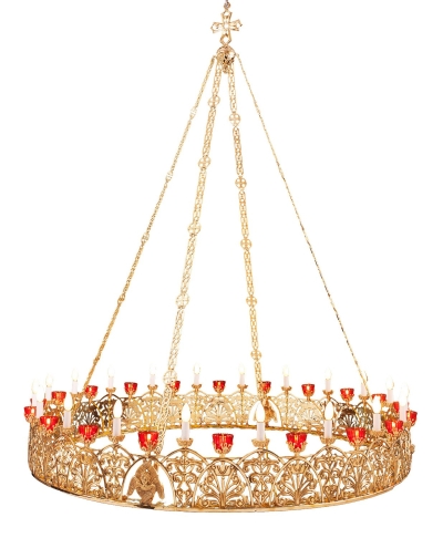 One-layer church chandelier (horos) - Sergiev (20 lights)