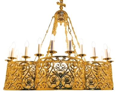 One-layer church chandelier (horos) - Oustyug (24 lights)