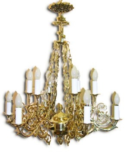 Single-level church chandelier - 14 (12 lights)