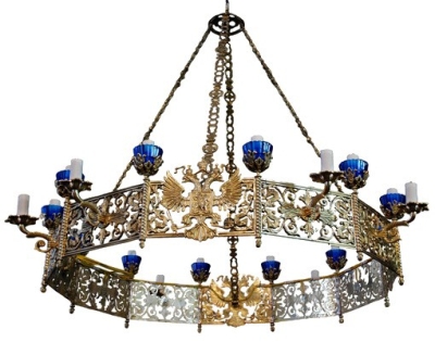 One-layer church chandelier (horos) - Pechory (20 candles)