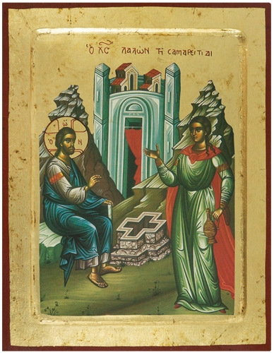 Icon: Meeting of Christ with Samaryanka (9.4''x12.2'' (24x31 cm))