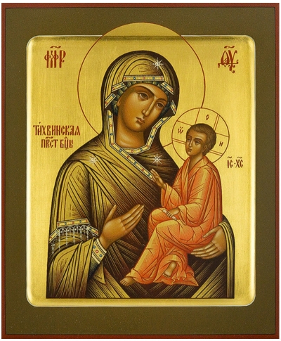 Icon: the Most Holy Theotokos of Tikhvin - PS1 (8.3''x9.8'' (21x25 cm))
