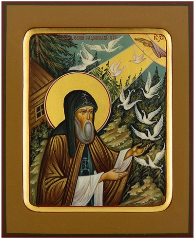 Icon: Holy Venerable Sergius of Radonezh - PS2 (5.1''x6.3'' (13x16 cm))