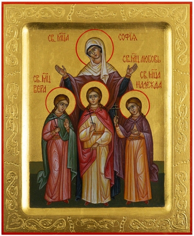 Icon: Holy Martyrs Faith, Hope, Love and their mother Sophie - PS3 (5.1''x6.3'' (13x16 cm))