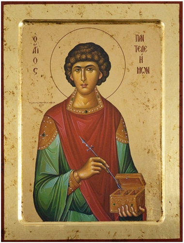 Icon: Holy Great Martyr and Healer Panteleimon - X2322 (9.4''x12.2'' (24x31 cm))