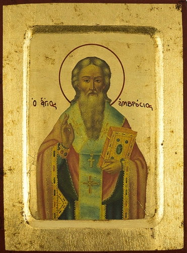 Icon: Holy Hierarch Ambrosius of Mediolan - N09096 (5.5''x7.1'' (14x18 cm))