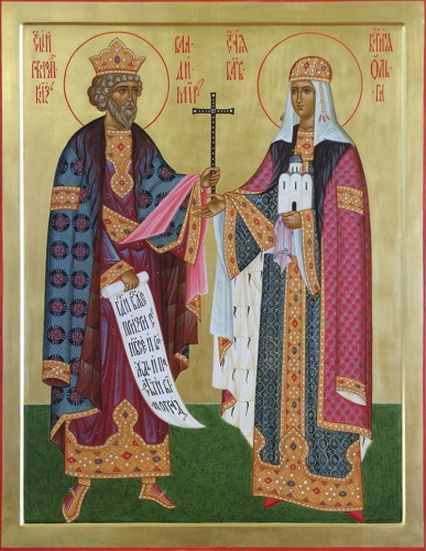 Icon: Holy Great Prince Vladimir and Princess Olga Equal-to-the-Apostles - L