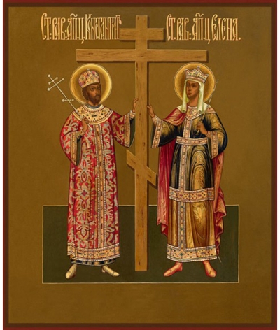 Icon: Stt. Equal-to-the-Apostles Emperor Constantine and his mother Helen - KE48