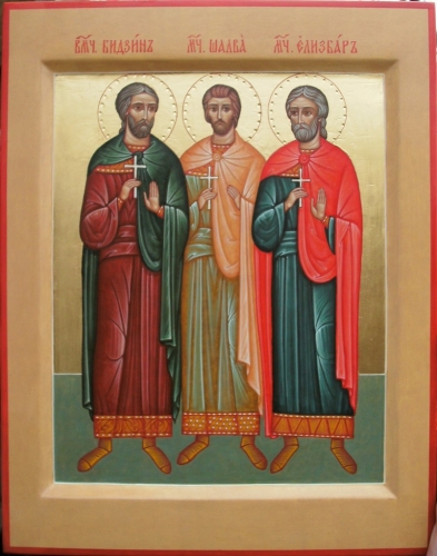 Icon: Holy Martyrs Bydzin, Shalvah and Elizbar of Georgia - O