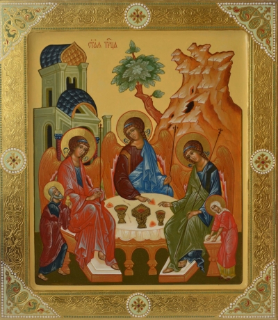 Icon: Holy Trinity - V (10.6''x12.2'' (27x31 cm))