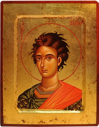 Icon: Holy Martyr Nestor of Thessalonica (5.5''x7.1'' (14x18 cm))