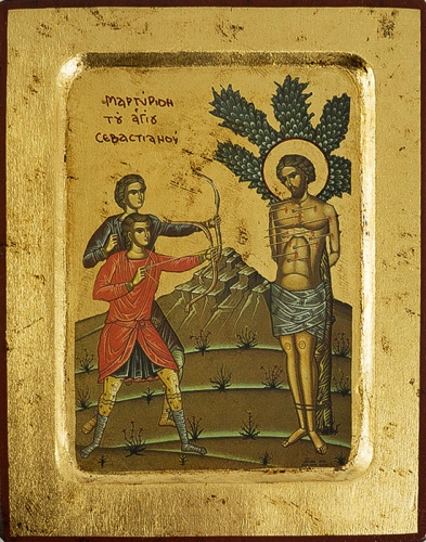 Icon: Holy Martyr Sebastian of Mediolan - 2629 (5.5''x7.1'' (14x18 cm))