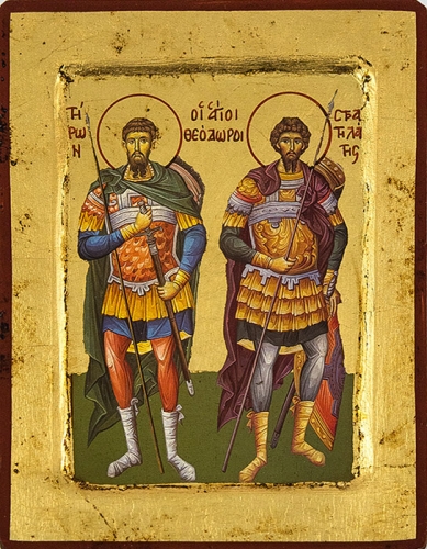 Icon: Holy Great Martyrs Theodor of Thyron and Theodor Stratilatus - 2321 (5.5''x7.1'' (14x18 cm))