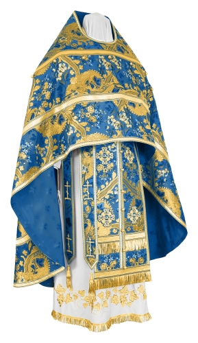 Old-Rite Russian Priest vestments - metallic brocade BG6 (blue-gold)
