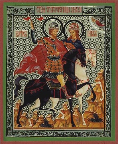 Religious Orthodox icon: Holy Right-believing Princes Boris and Gleb