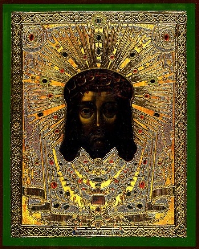 Religious Orthodox icon: Holy Napkin (with crown of thorns)