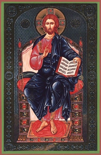 Religious Orthodox icon: Christ the Pantocrator on the Throne
