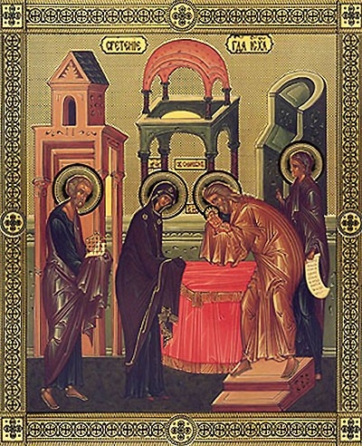 Religious Orthodox icon: Meeting of the Lord