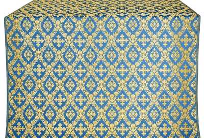Pochaev silk (rayon brocade) (blue/gold)