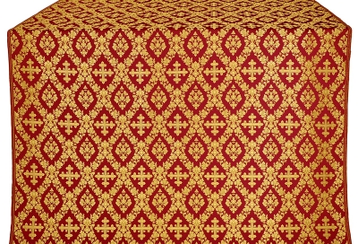 Pochaev silk (rayon brocade) (claret/gold)