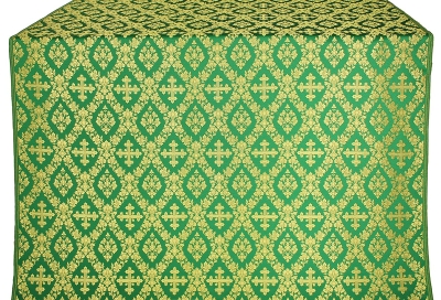 Pochaev silk (rayon brocade) (green/gold)