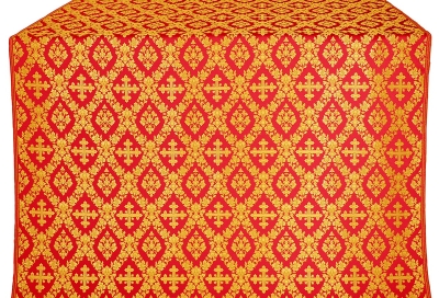 Pochaev silk (rayon brocade) (red/gold)