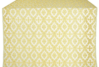 Pochaev silk (rayon brocade) (white/gold)