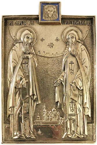 Metal icon - Holy Venerable Sergius and Herman of Balaam