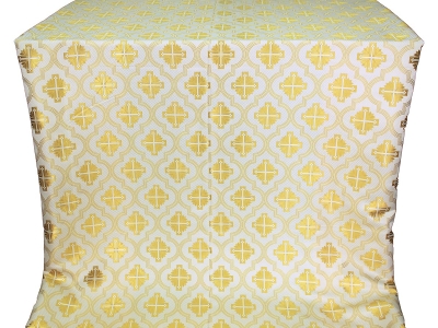 Ladoga posad silk (rayon brocade) (white/gold)