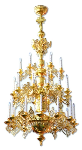 Three-level church chandelier - 15 (30 lights)