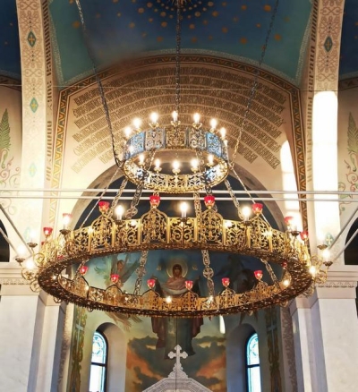 Two-level church khoros (chandelier) - 3V (32 lights, 18 lamps)