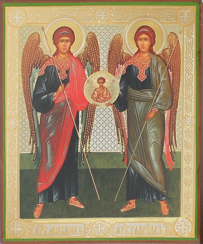 Religious icon: Holy Archangels Michael and Gabriel