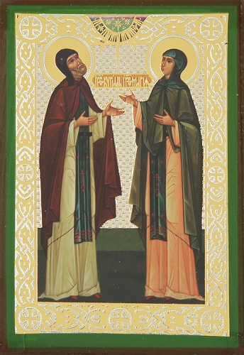 Religious icon: Holy Venerable Cyril and Mary, the parents of St. Sergius