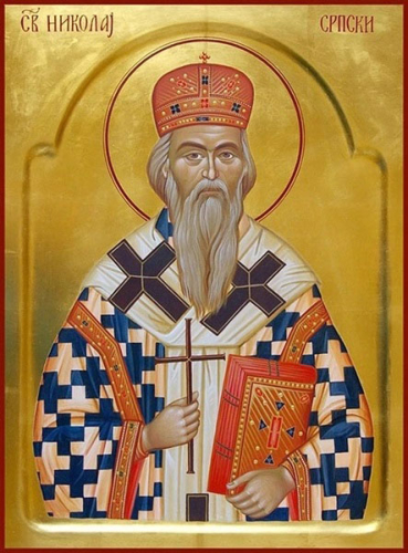 Byzantine icon: Holy Hierarch St. Nicholas of Serbia - V