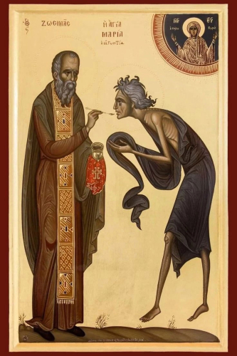 Icon: Holy Venerable Zosimas and St. Mary of Egypt - V