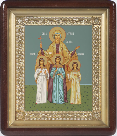 Religious icon: Holy Martyress Faith, Hope and Love and their mother Sophija - 28