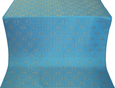 Jerusalem Cross silk (rayon brocade) (blue/gold) 1.4 m