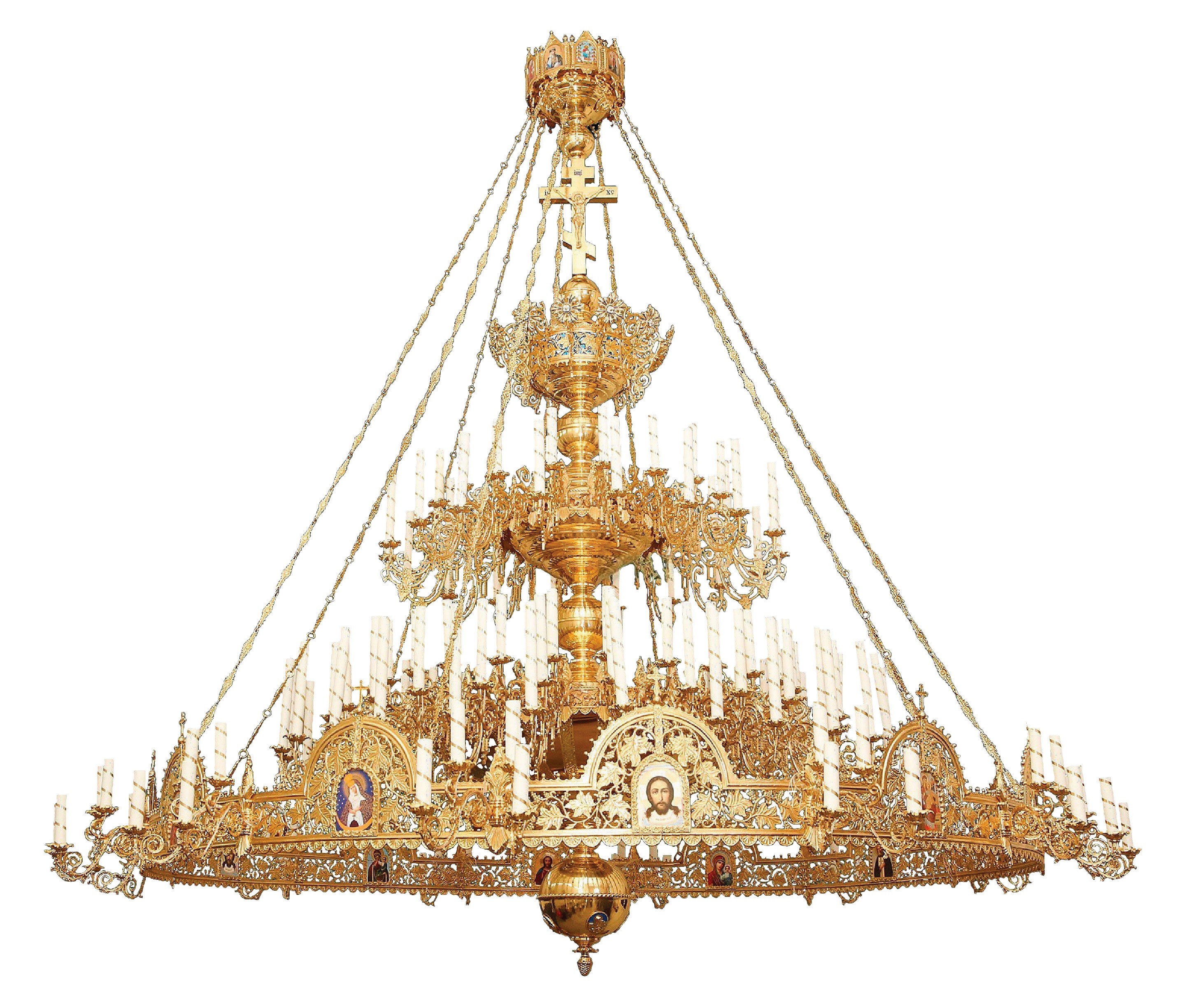 Two-level Byzantine church chandelier with horos - 165 lights - Istok